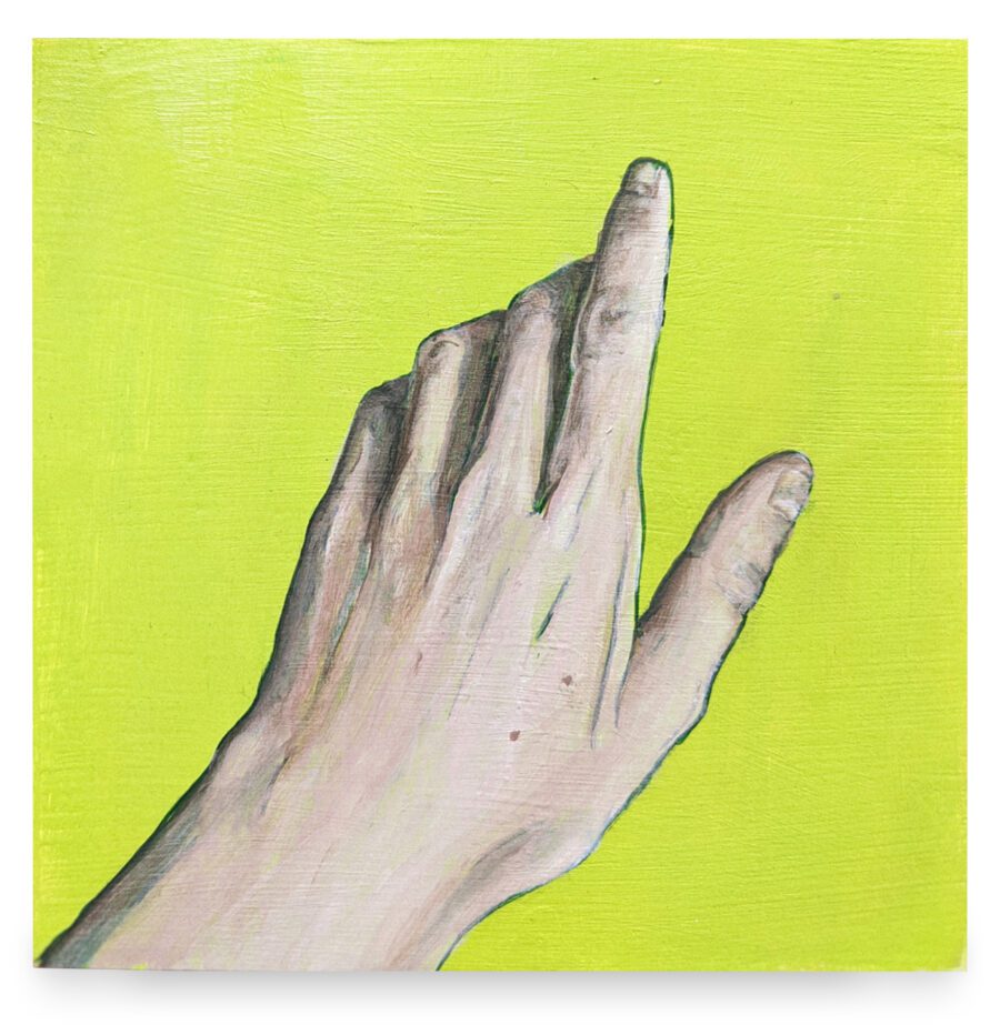 Reaching Hand Study | Acrylic painting on wood panel by Toronto artist Kale Vandenbroek